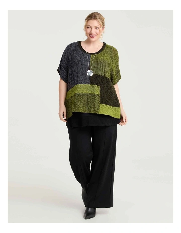 Colour Block Knit Jumper Citrus Green Multi image 4