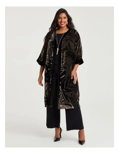 Velvet Burnout Event Kimono in Black/gold