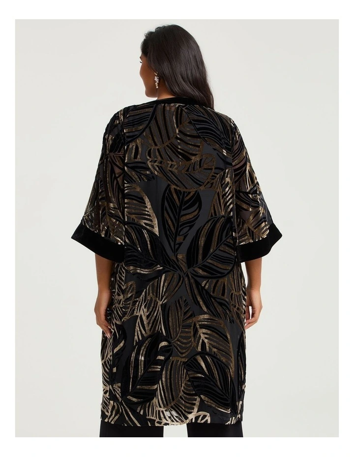 Velvet Burnout Event Kimono in Black/gold image 2