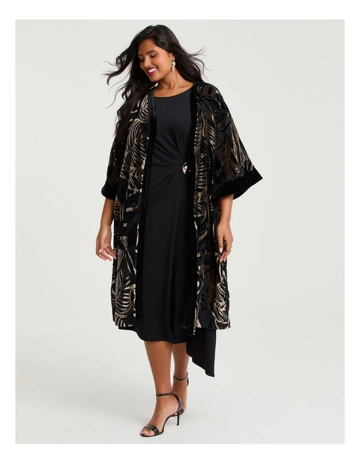 Velvet Burnout Event Kimono in Black/gold image 4