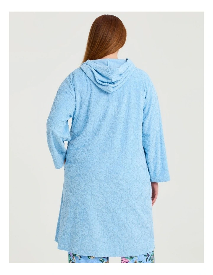 Terry Towelling Zip Thru Robe Powder Blue image 2