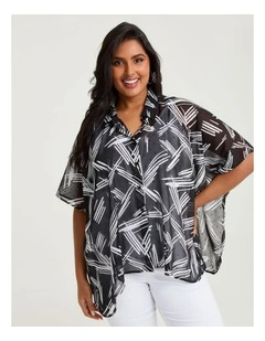 Chiffon Lurex Abstract Shirt Print
