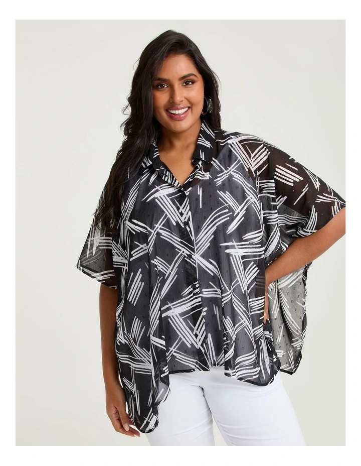 Chiffon Lurex Abstract Shirt Print image 1