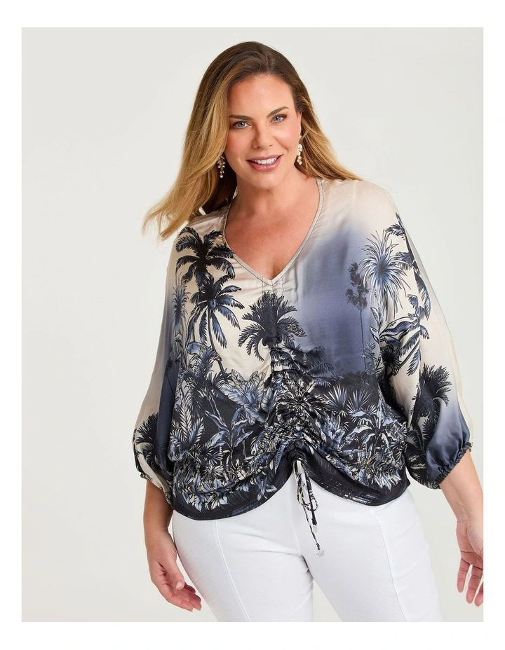 Natural Palma Tie Front Top Print image 1