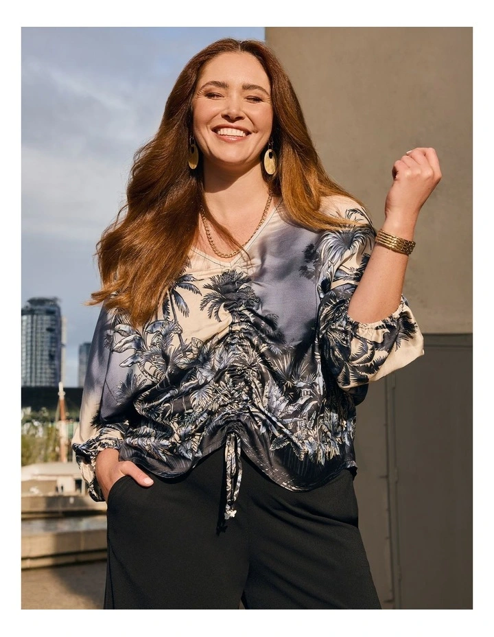 Natural Palma Tie Front Top Print image 4