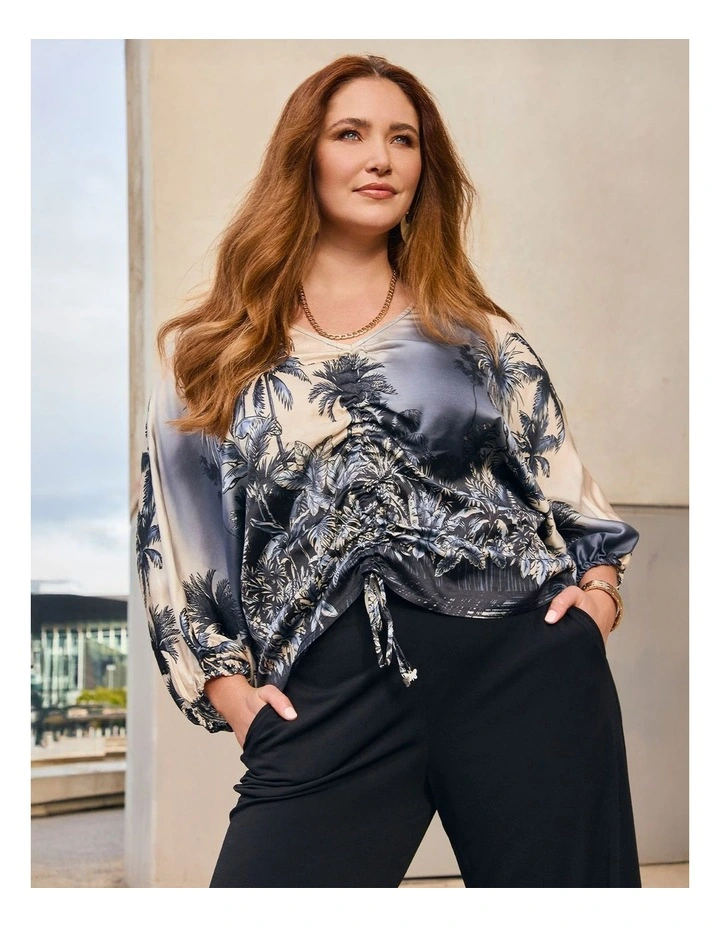 Natural Palma Tie Front Top Print image 5
