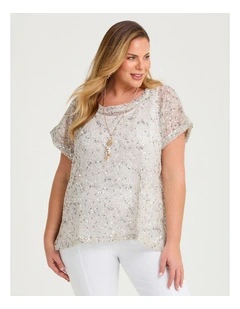 Mesh Sequin Kaya Overtop Taupe Beige
