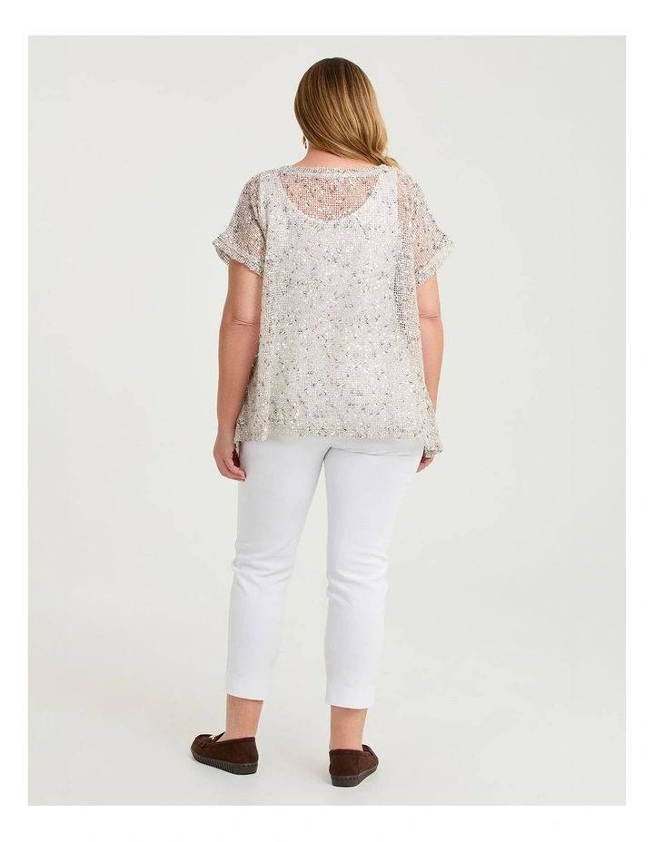Mesh Sequin Kaya Overtop Taupe Beige image 2