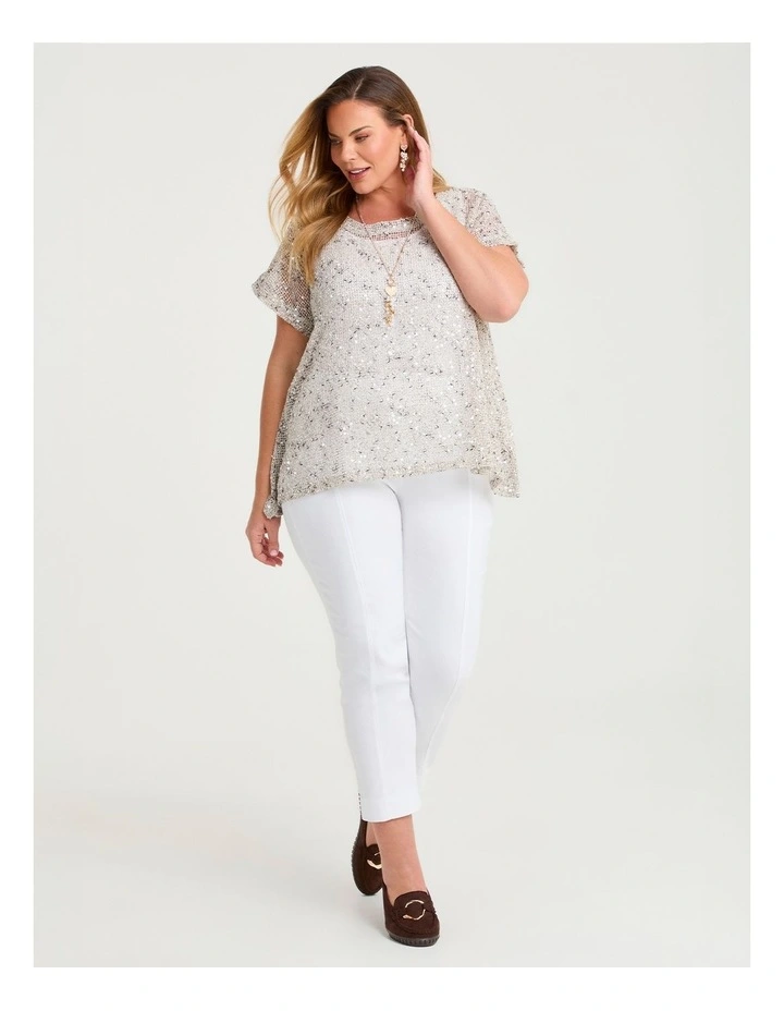 Mesh Sequin Kaya Overtop Taupe Beige image 3