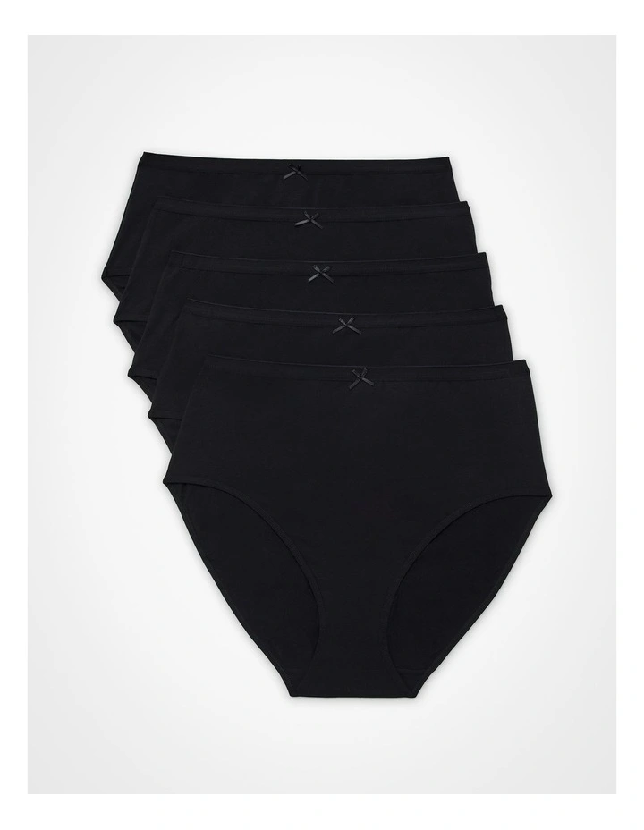 5 Pack Cotton Solid Briefs Black image 1