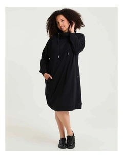 Zip Collar Sweat Dress Black