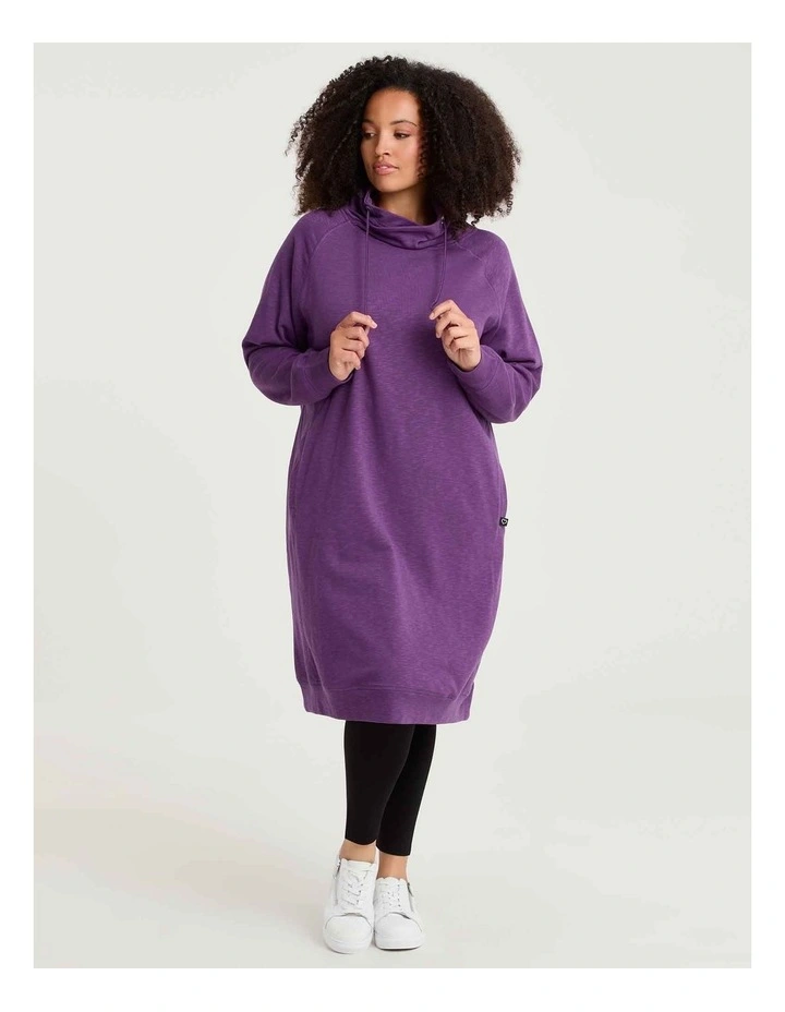 Zip Collar Sweat Dress Mulberry Purple image 1