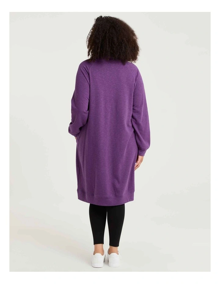 Zip Collar Sweat Dress Mulberry Purple image 2