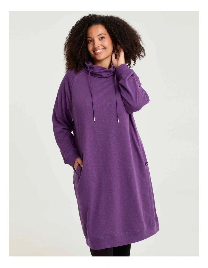 Zip Collar Sweat Dress Mulberry Purple image 3