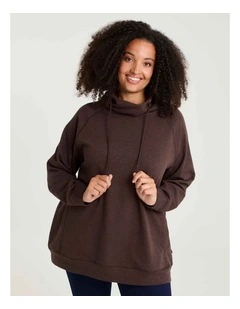 Drawstring Collar Sweat Chocolate Fudge