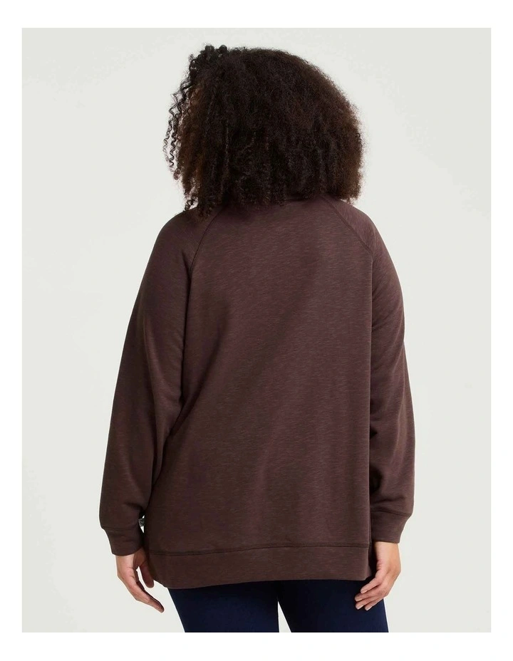 Drawstring Collar Sweat Chocolate Fudge image 2