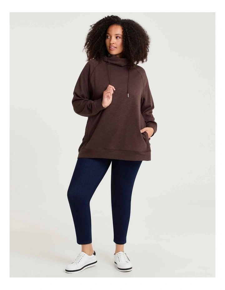 Drawstring Collar Sweat Chocolate Fudge image 3