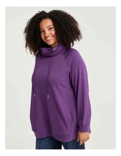 Drawstring Collar Sweat Mulberry Purple