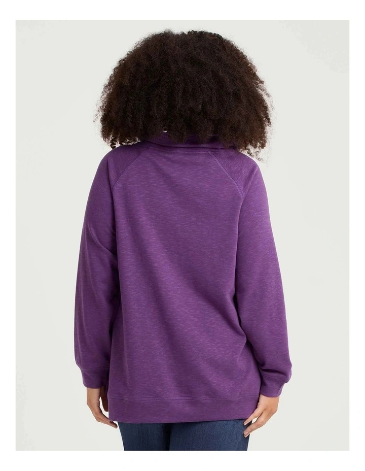 Drawstring Collar Sweat Mulberry Purple image 2