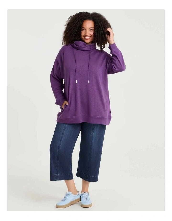 Drawstring Collar Sweat Mulberry Purple image 3