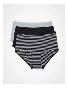 3 Pack Cotton Basic Full Briefs Multi
