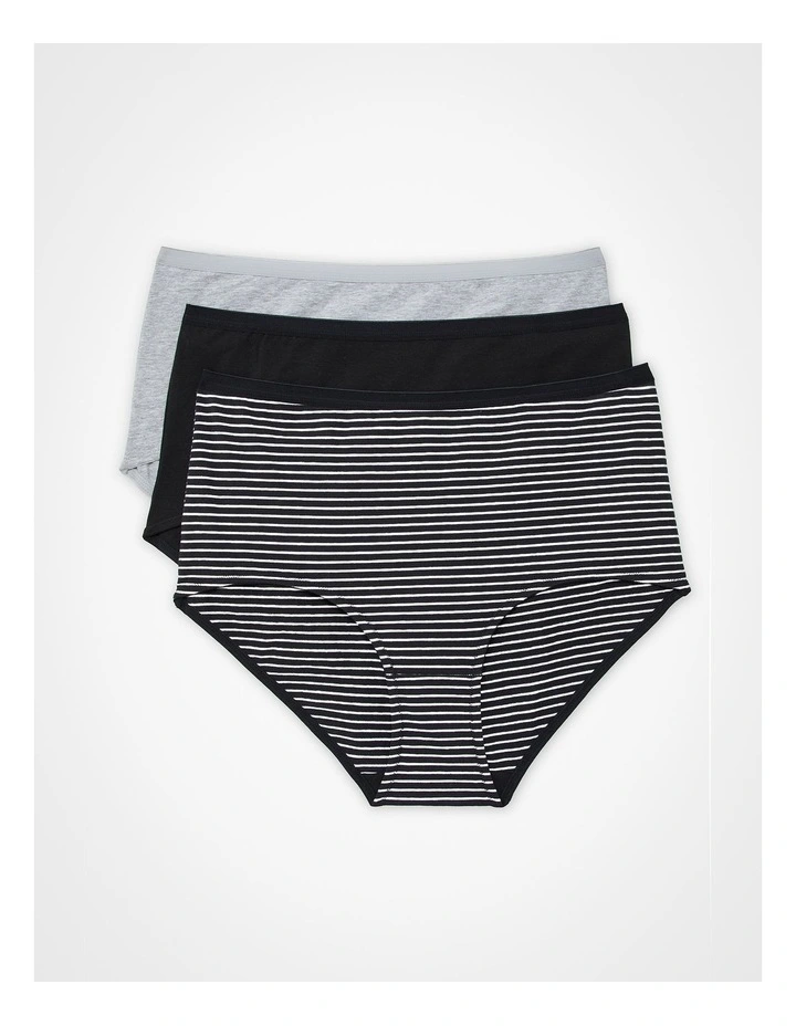 3 Pack Cotton Basic Full Briefs Multi image 1