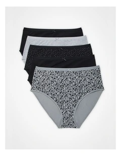 5 Pack Cotton Leopard Briefs Multi
