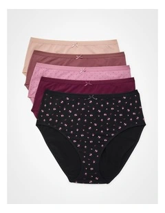 5 Pack Cotton Neutral Floral Briefs Multi