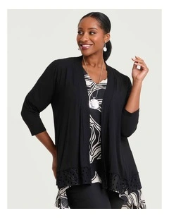 Bamboo Lace Trim Cardigan Black