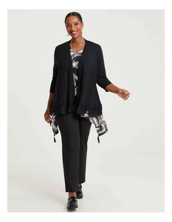 Bamboo Lace Trim Cardigan Black image 3