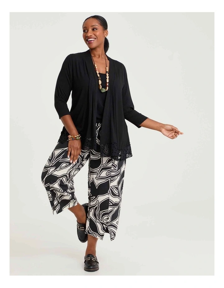 Bamboo Lace Trim Cardigan Black image 4