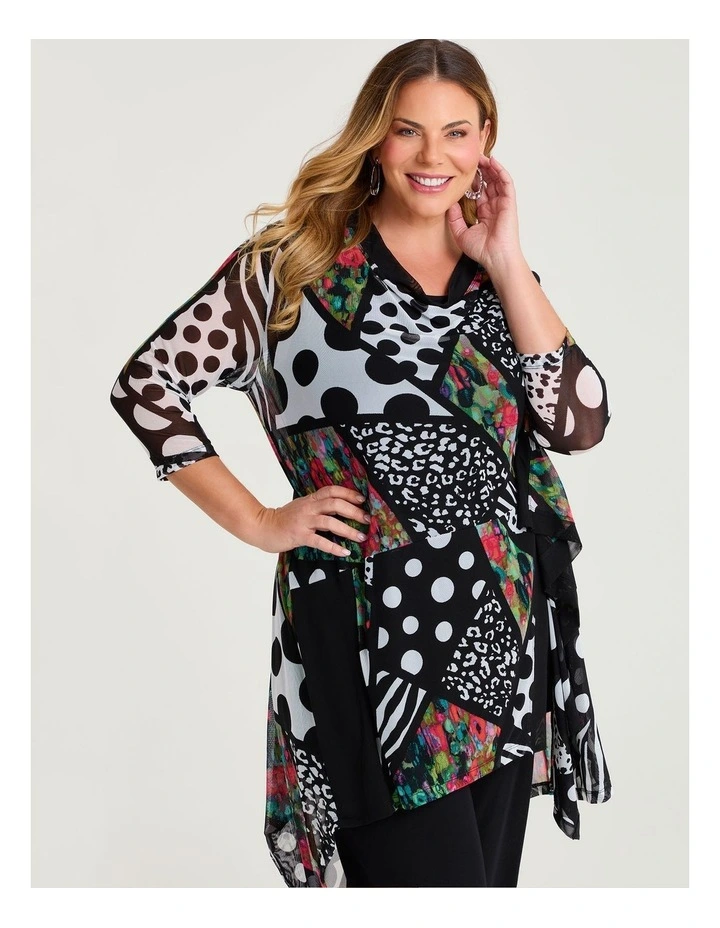 Long Drape Mesh Duster Print image 1