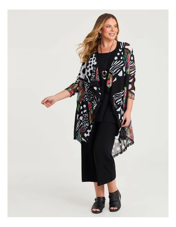 Long Drape Mesh Duster Print image 3