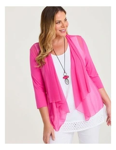 Drape Mesh & Natural Cardigan Fiji Pink