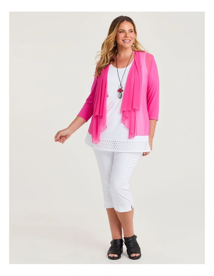 Drape Mesh & Natural Cardigan Fiji Pink image 3