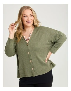 Boyfriend Slouch Cardigan Willow Green Marle