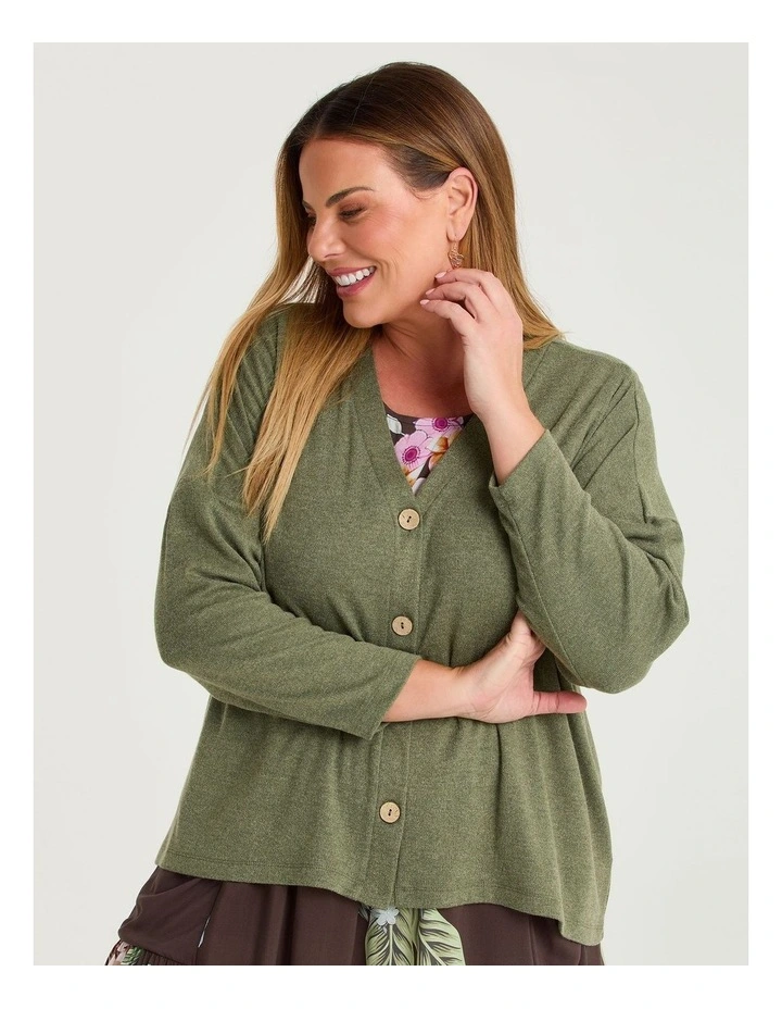 Boyfriend Slouch Cardigan Willow Green Marle image 4