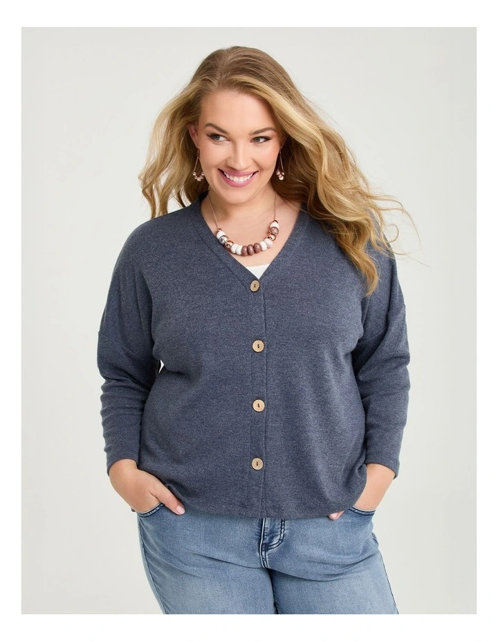 Boyfriend Slouch Cardigan Navy Marle image 1