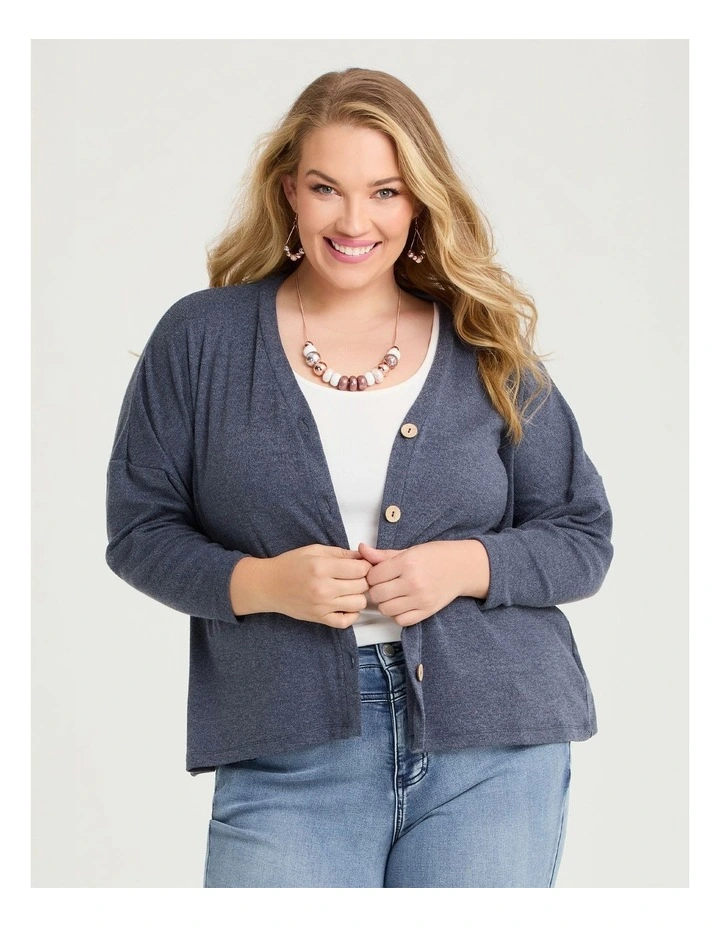 Boyfriend Slouch Cardigan Navy Marle image 3