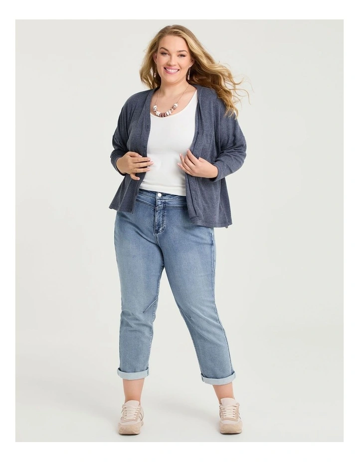 Boyfriend Slouch Cardigan Navy Marle image 4