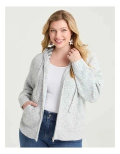 Zip Through Hooded Cardigan Heather Grey