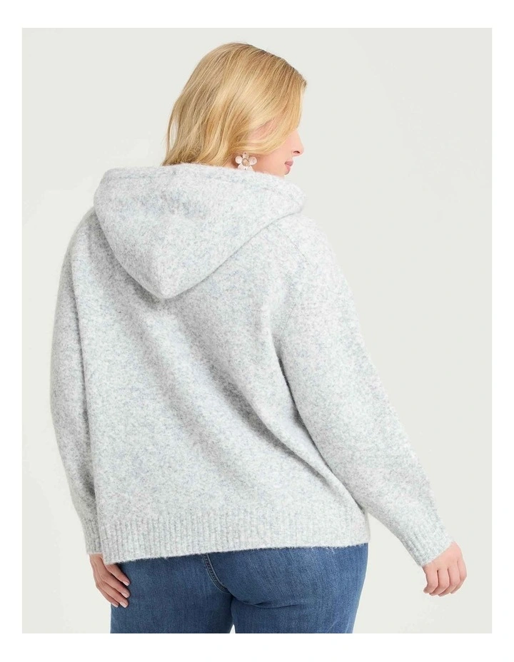 Zip Through Hooded Cardigan Heather Grey image 2
