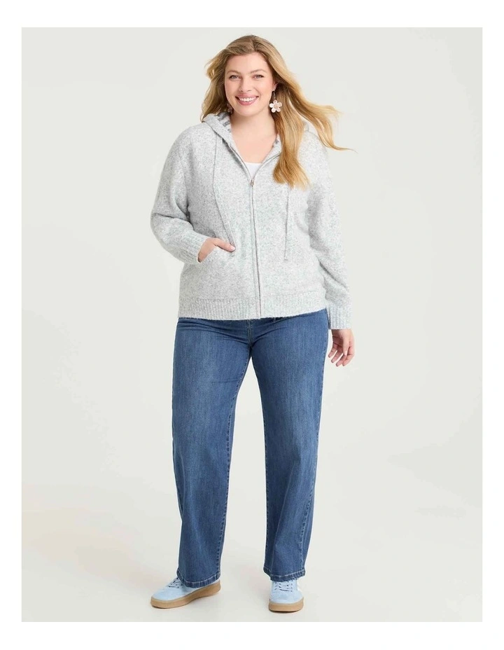Zip Through Hooded Cardigan Heather Grey image 4