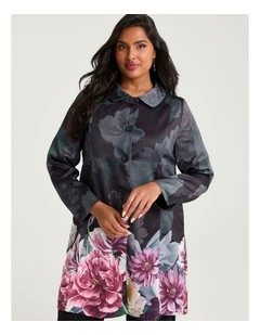 Fleur Satin Dress Coat Floral