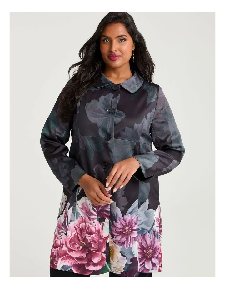 Fleur Satin Dress Coat Floral image 1