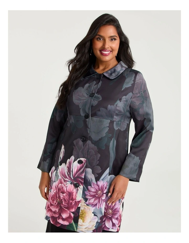 Fleur Satin Dress Coat Floral image 3