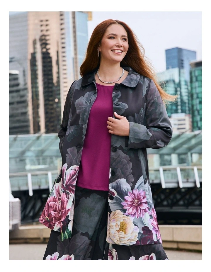 Fleur Satin Dress Coat Floral image 5