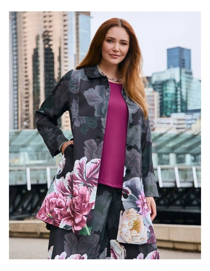 Fleur Satin Dress Coat Floral image 6