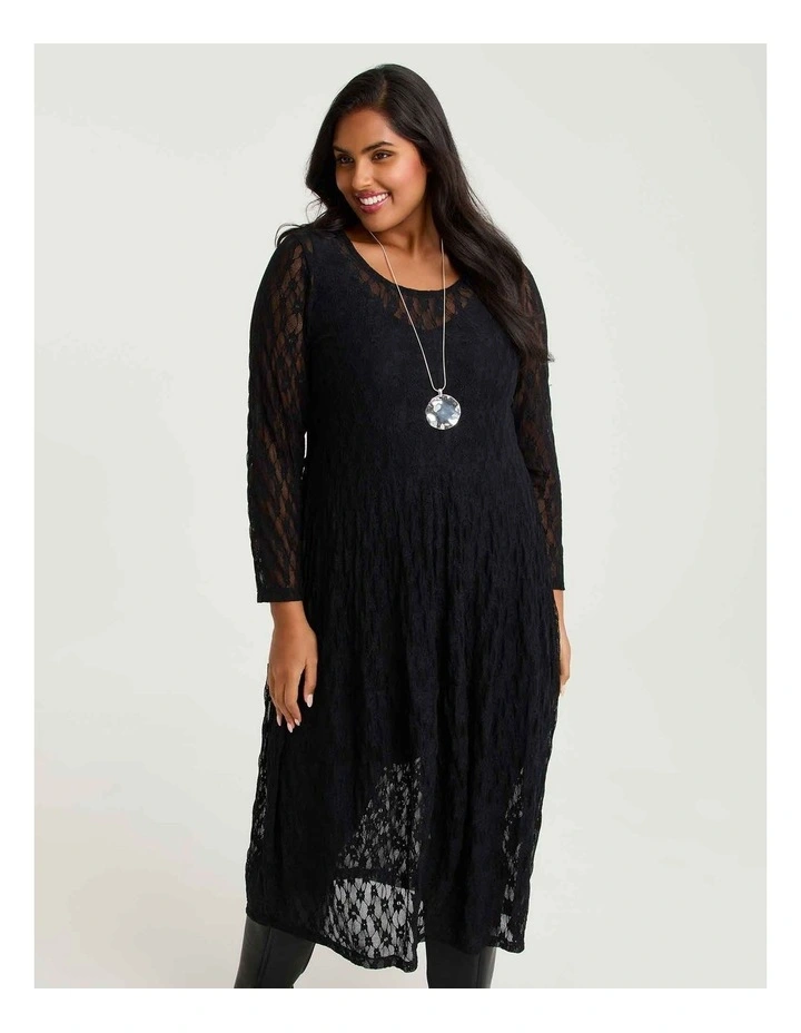 Lace Arika Tier Dress Black image 3