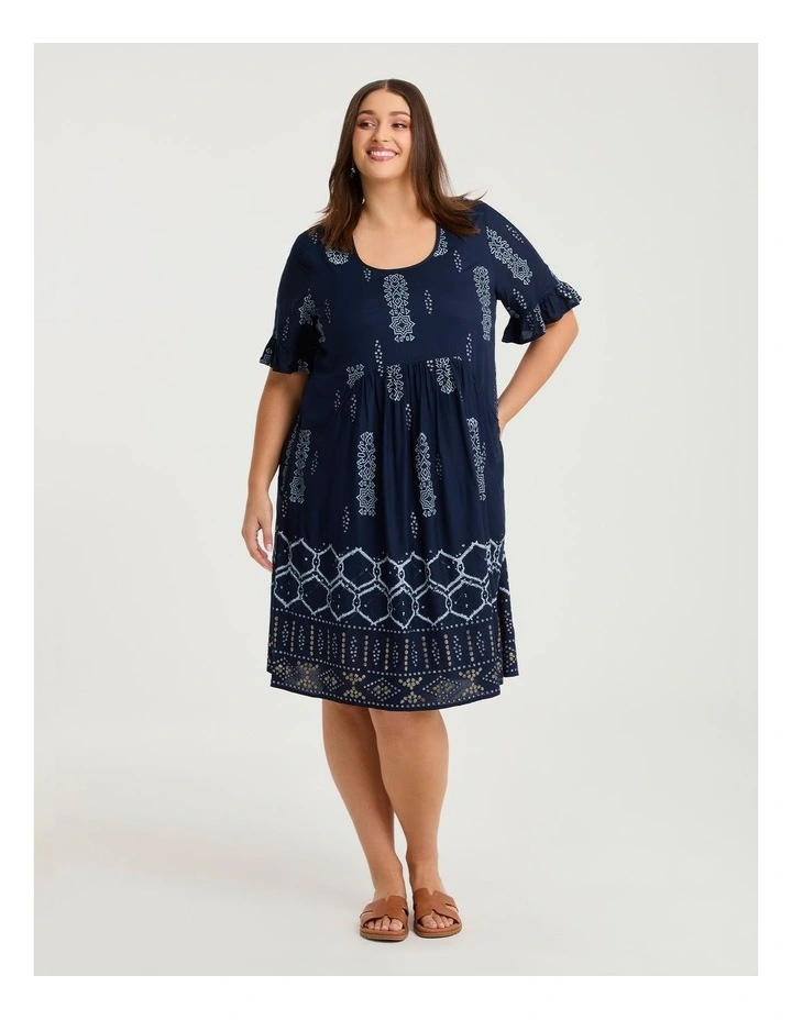 Embroidered Sequin Dress Dark Indigo image 1